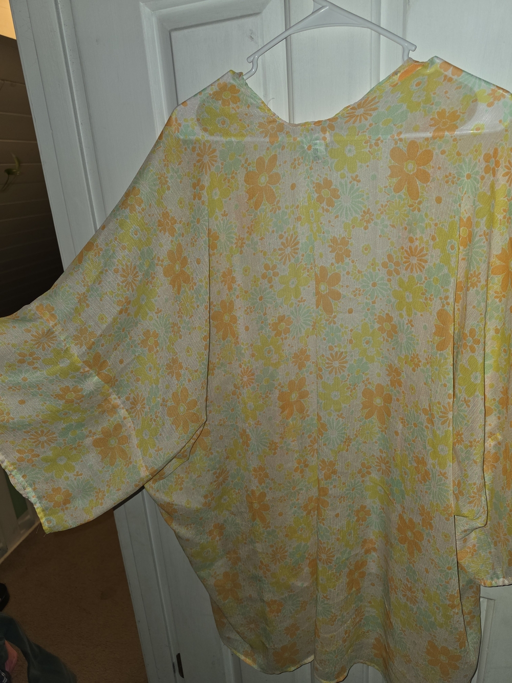 aerie Floral Kimono Top in Yellow and Cream